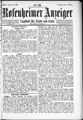 Rosenheimer Anzeiger Samstag 6. März 1886