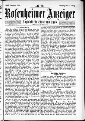 Rosenheimer Anzeiger Dienstag 23. März 1886