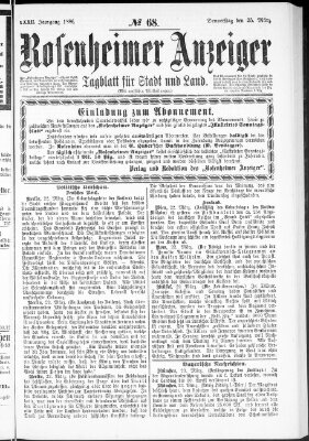 Rosenheimer Anzeiger Donnerstag 25. März 1886