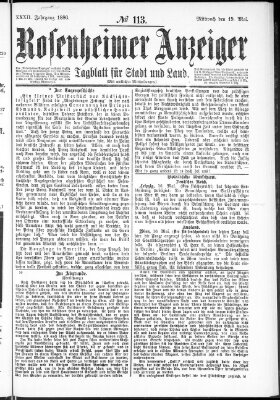 Rosenheimer Anzeiger Mittwoch 19. Mai 1886
