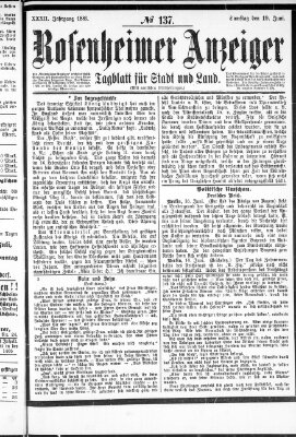 Rosenheimer Anzeiger Samstag 19. Juni 1886