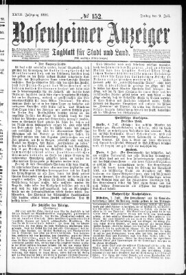 Rosenheimer Anzeiger Freitag 9. Juli 1886