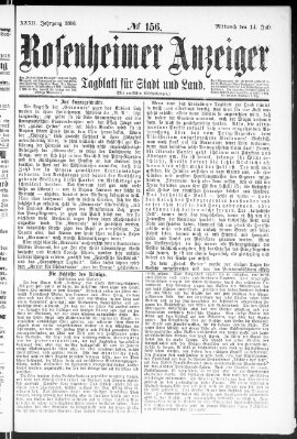 Rosenheimer Anzeiger Mittwoch 14. Juli 1886