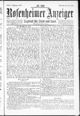 Rosenheimer Anzeiger Mittwoch 21. Juli 1886