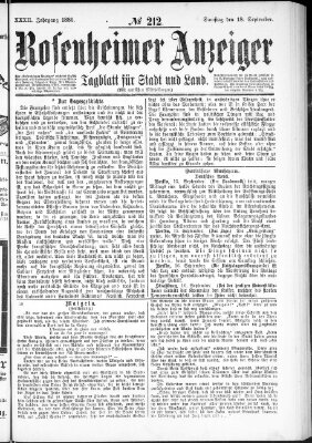 Rosenheimer Anzeiger Samstag 18. September 1886