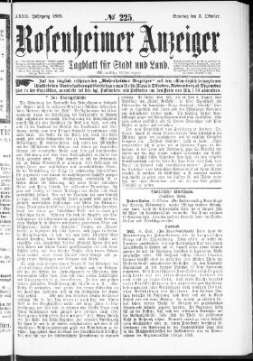 Rosenheimer Anzeiger Sonntag 3. Oktober 1886