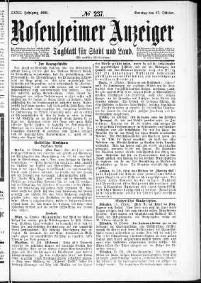 Rosenheimer Anzeiger Sonntag 17. Oktober 1886