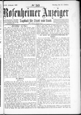 Rosenheimer Anzeiger Sonntag 24. Oktober 1886