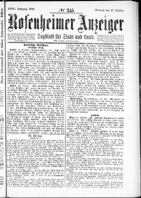 Rosenheimer Anzeiger Mittwoch 27. Oktober 1886