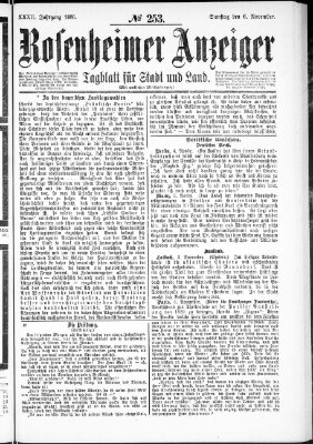 Rosenheimer Anzeiger Samstag 6. November 1886