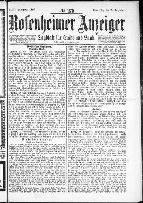 Rosenheimer Anzeiger Donnerstag 2. Dezember 1886
