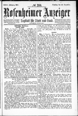 Rosenheimer Anzeiger Samstag 18. Dezember 1886