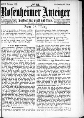 Rosenheimer Anzeiger Dienstag 22. März 1887