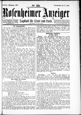 Rosenheimer Anzeiger Donnerstag 9. Juni 1887