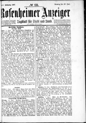 Rosenheimer Anzeiger Sonntag 12. Juni 1887