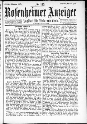Rosenheimer Anzeiger Mittwoch 15. Juni 1887