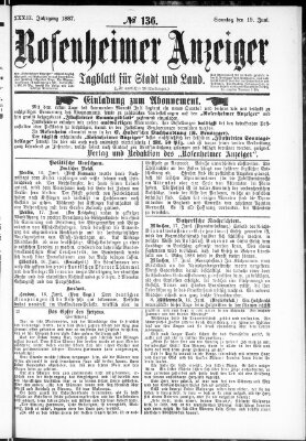 Rosenheimer Anzeiger Sonntag 19. Juni 1887