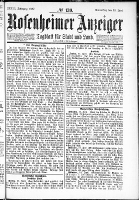 Rosenheimer Anzeiger Donnerstag 23. Juni 1887