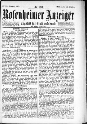 Rosenheimer Anzeiger Mittwoch 19. Oktober 1887
