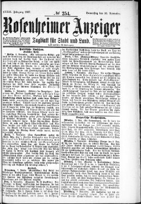 Rosenheimer Anzeiger Donnerstag 10. November 1887