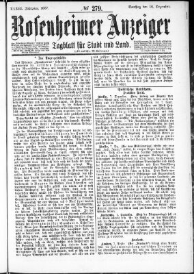 Rosenheimer Anzeiger Samstag 10. Dezember 1887