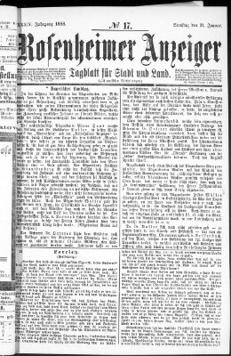 Rosenheimer Anzeiger Samstag 21. Januar 1888