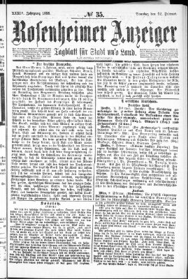 Rosenheimer Anzeiger Sonntag 12. Februar 1888