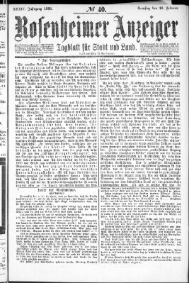 Rosenheimer Anzeiger Samstag 18. Februar 1888