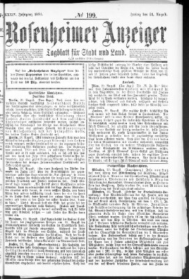 Rosenheimer Anzeiger Freitag 31. August 1888
