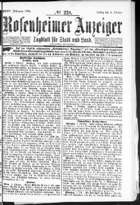 Rosenheimer Anzeiger Freitag 5. Oktober 1888