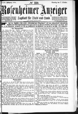 Rosenheimer Anzeiger Sonntag 7. Oktober 1888