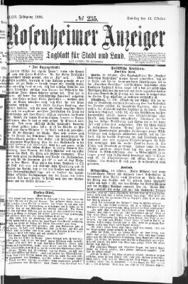 Rosenheimer Anzeiger Samstag 13. Oktober 1888