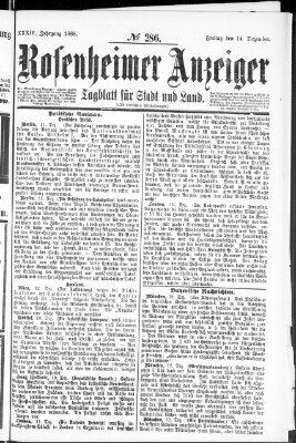 Rosenheimer Anzeiger Freitag 14. Dezember 1888