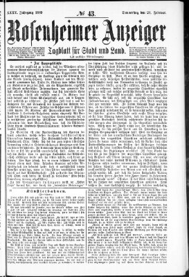 Rosenheimer Anzeiger Donnerstag 21. Februar 1889