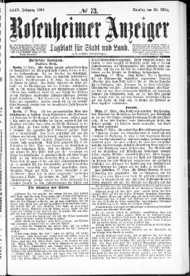 Rosenheimer Anzeiger Samstag 30. März 1889