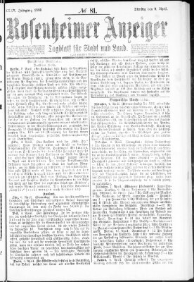 Rosenheimer Anzeiger Dienstag 9. April 1889