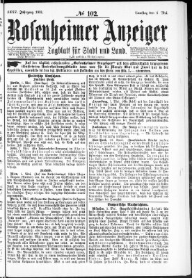 Rosenheimer Anzeiger Samstag 4. Mai 1889