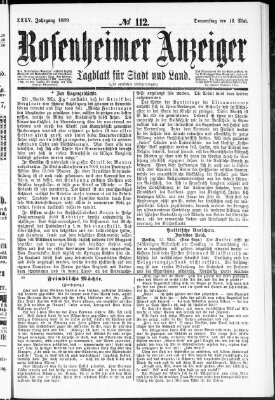 Rosenheimer Anzeiger Donnerstag 16. Mai 1889