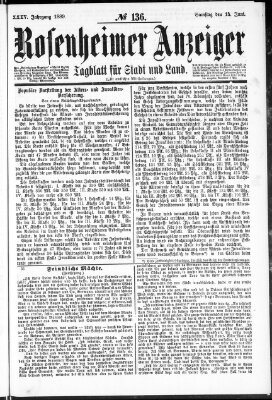 Rosenheimer Anzeiger Samstag 15. Juni 1889