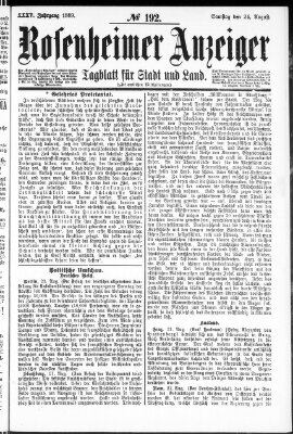 Rosenheimer Anzeiger Samstag 24. August 1889