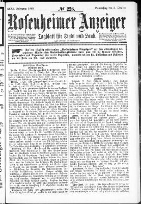 Rosenheimer Anzeiger Donnerstag 3. Oktober 1889