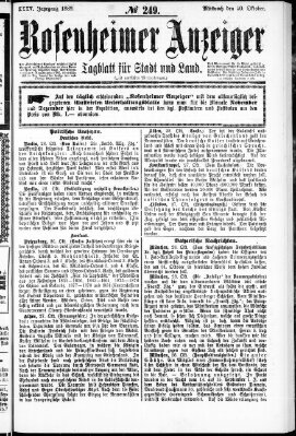 Rosenheimer Anzeiger Mittwoch 30. Oktober 1889