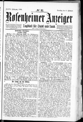 Rosenheimer Anzeiger Samstag 8. Februar 1890
