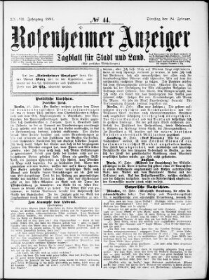 Rosenheimer Anzeiger Dienstag 24. Februar 1891