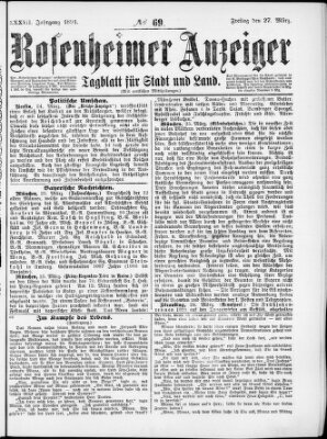 Rosenheimer Anzeiger Freitag 27. März 1891