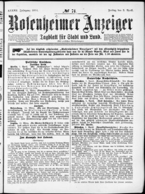 Rosenheimer Anzeiger Freitag 3. April 1891