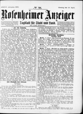 Rosenheimer Anzeiger Sonntag 19. April 1891