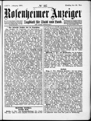 Rosenheimer Anzeiger Dienstag 26. Mai 1891