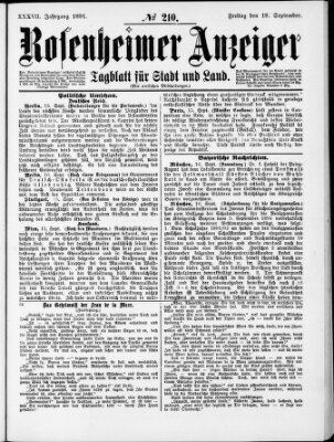 Rosenheimer Anzeiger Freitag 18. September 1891