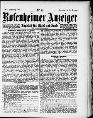 Rosenheimer Anzeiger Sonntag 19. Februar 1893
